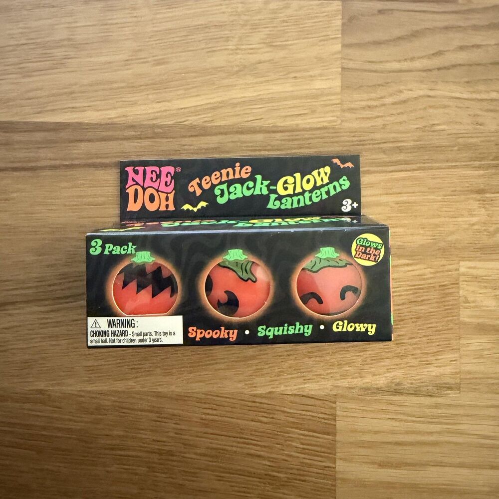 NeeDoh Teenie Jack-Glow Lanterns Squishy Fidget Toy Schylling 3+ Glow Dark New
